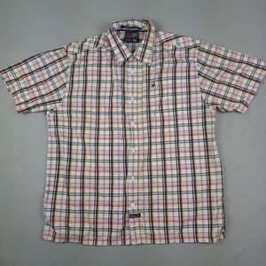 South Pole Plaid Button Front Shirt Mens XXL Short Sleeve Cotton